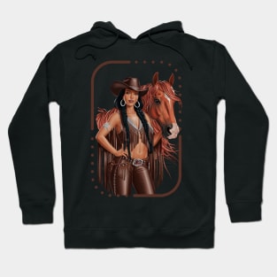 Black Cowgirl Derby Horse Graphic Hoodie